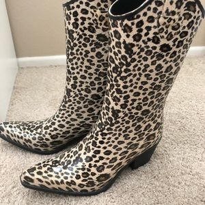 Leopard rain cowboy boots
